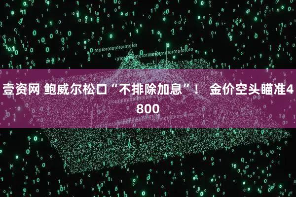 壹资网 鲍威尔松口“不排除加息”！ 金价空头瞄准4800