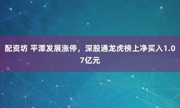 配资坊 平潭发展涨停，深股通龙虎榜上净买入1.07亿元